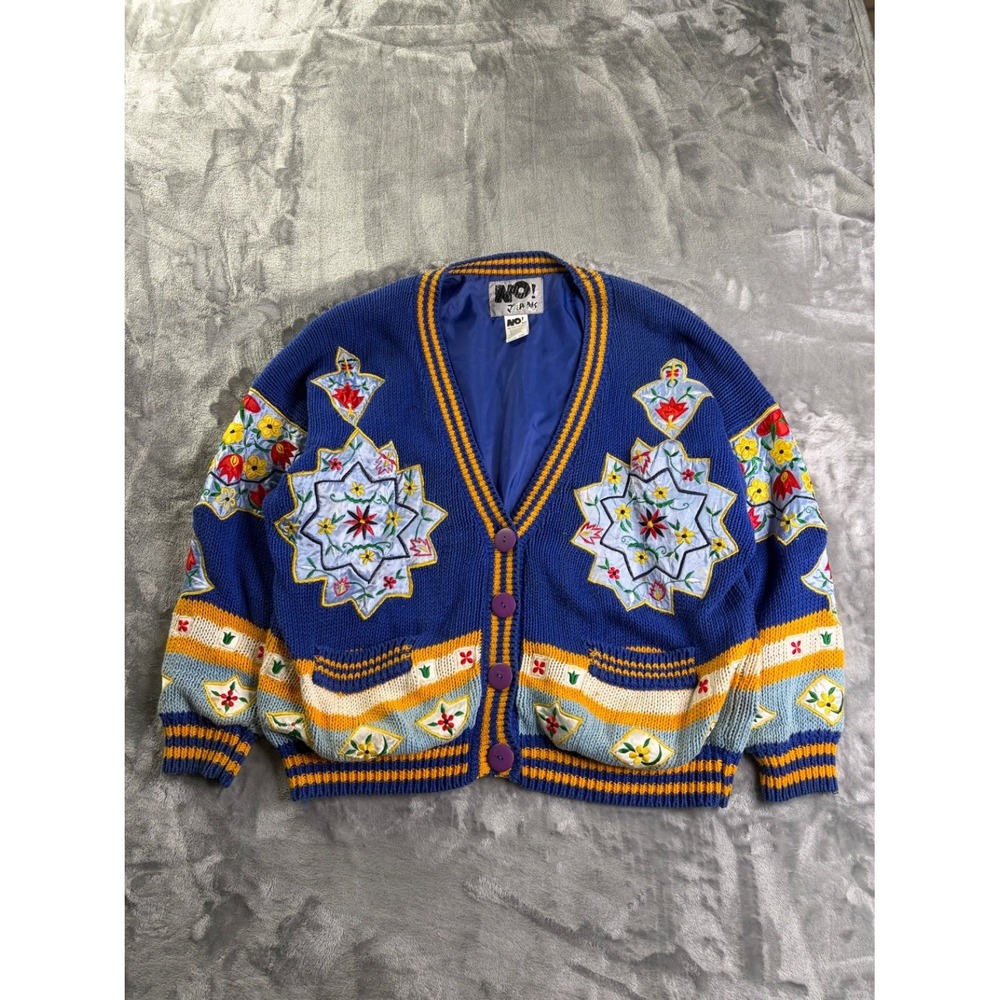 Vintage No! Jeans Mystical Journeys of Exotic Delights Cardigan One Size Blue